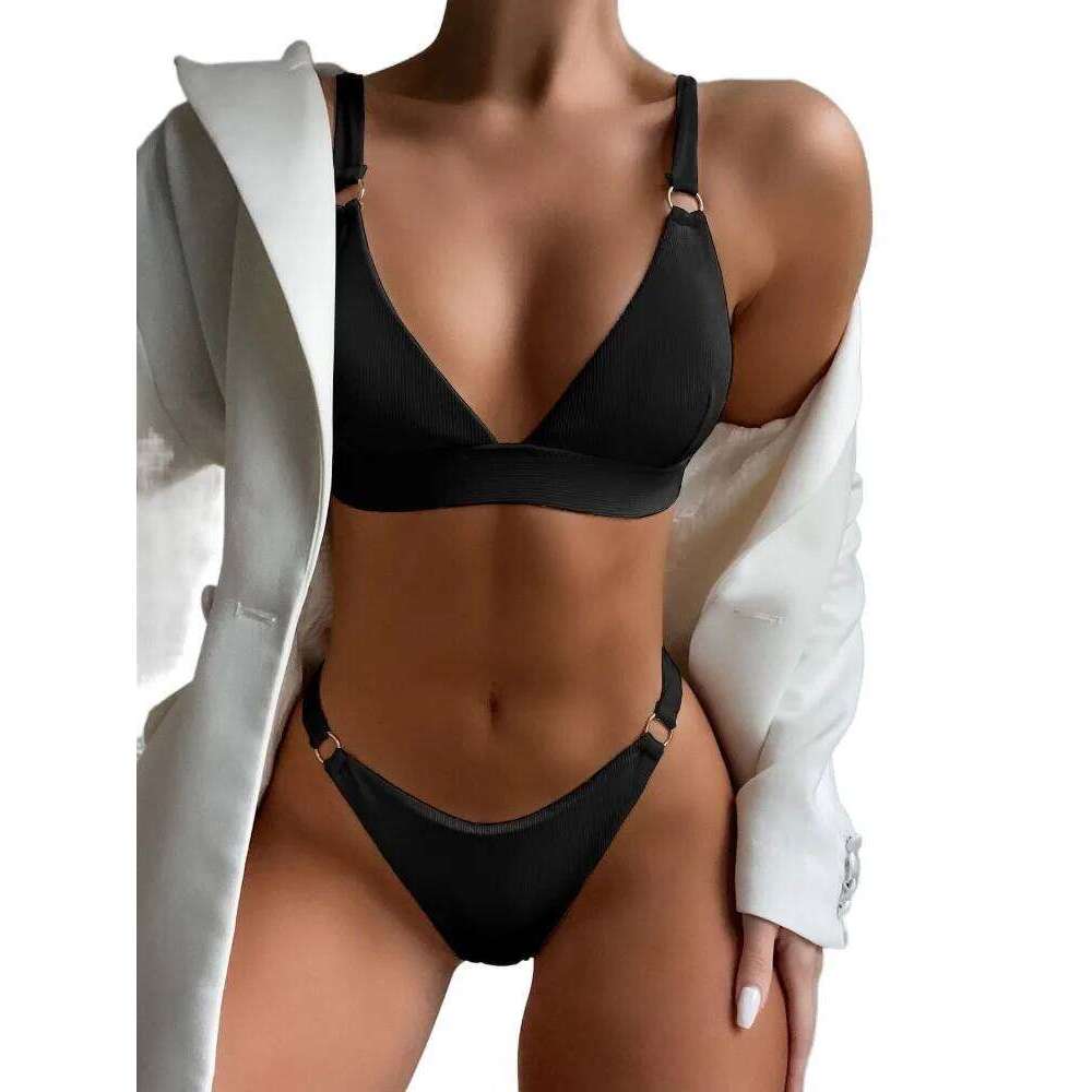 New Bikini Set for 2023 Summer Two Pieces Solid Color Has a Texture Women Swimsuit Beach Bathing Suit Swimwear Z260301
