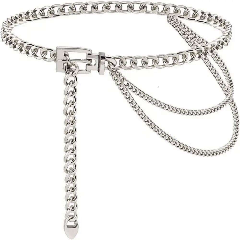 Fashion Multilayer Metal Punk Dress Jeans Accessory Gold Silver Ladies Waist Chain Belt H260228