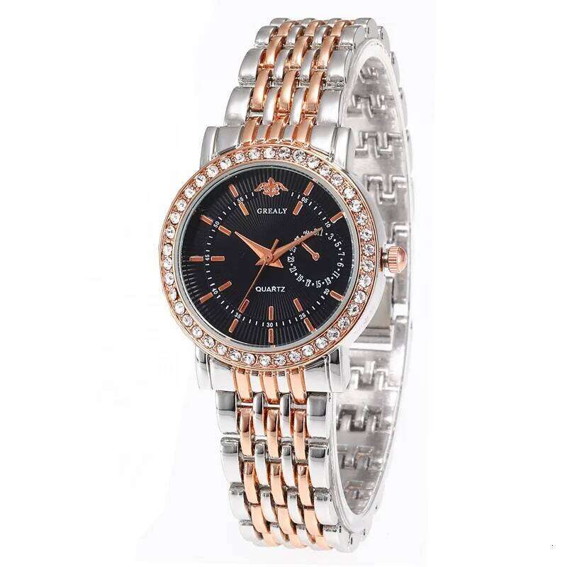 New Luxury Exquisite Women Business Fashion Casual Round Rhinestone Quartz Gift For Friends Family Relogio H260228