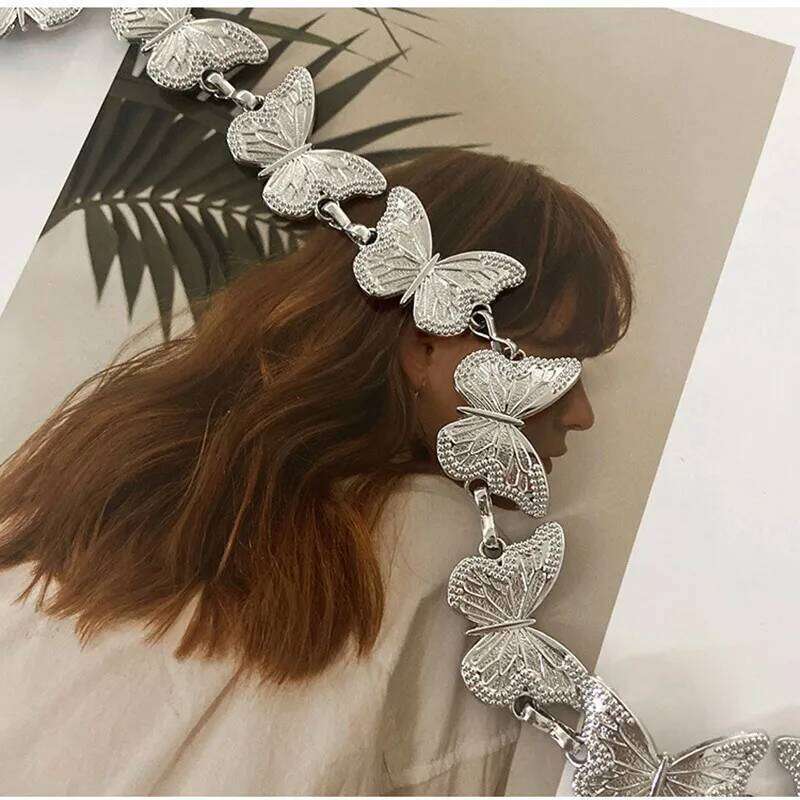 Exquisite Long Tassel Butterfly Chain for Women Silver color Metal Belt Lady Body Chains Waist Strap Accessories H260228
