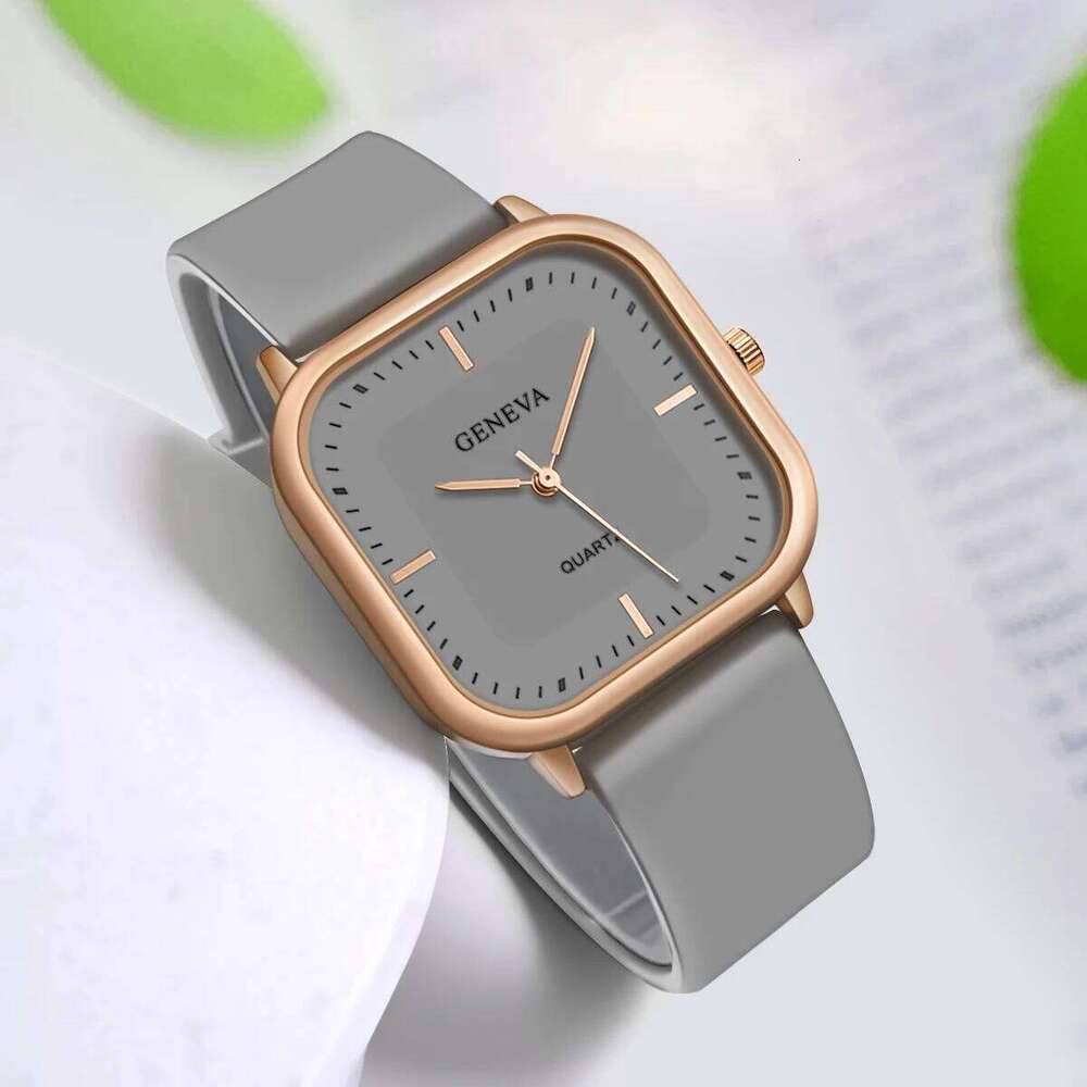 Fashion Women's Casual Elegant Simple Square Quartz Silicone Gift for Men and Women H260228