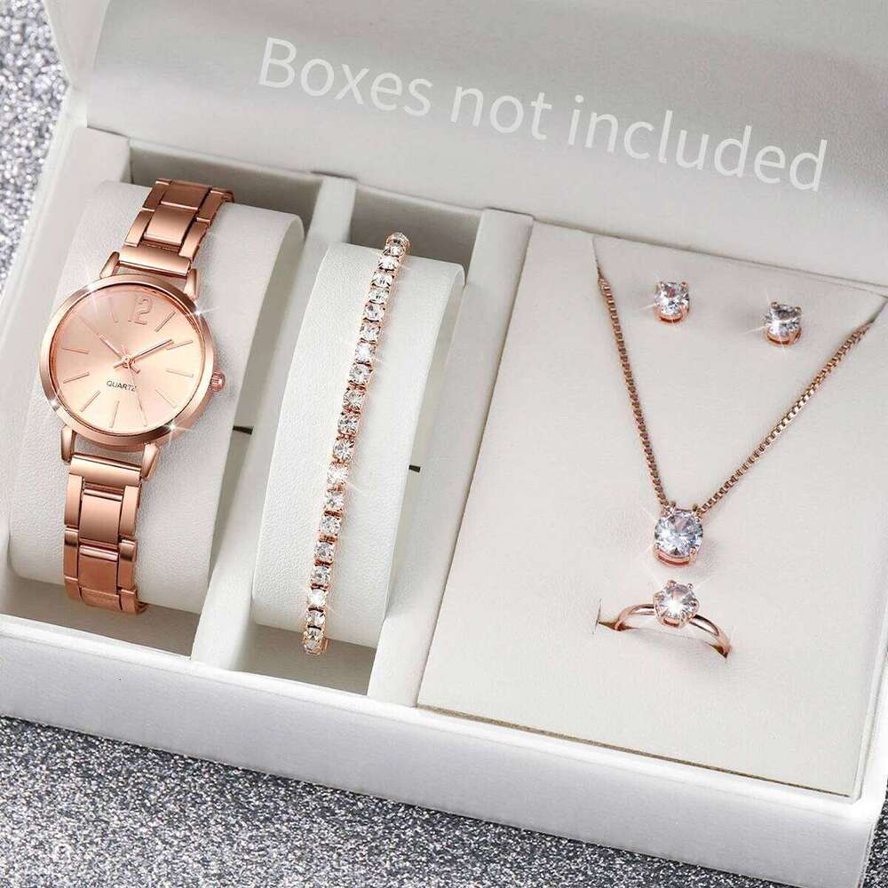 5/6PCS Fashion es Jewelry Set Luxury Analog Quartz for Women Reloj Mujer Girls Clock GiftWithout Box H260228