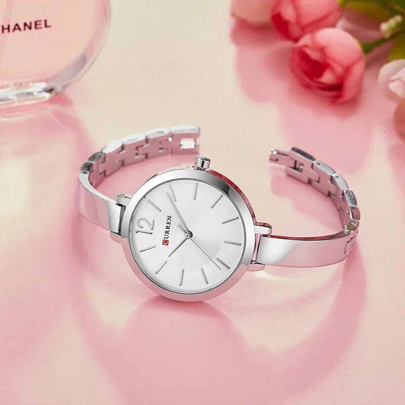CURREN Silver Women Fashion Ladies Creative Steel Women's Waterproof Quartz es Female Clock H260228