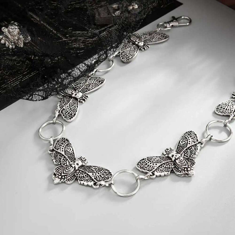 SHIXIN Goth Skull Butterfly Waist Belly for Women Vintage Moth Insect Metal Belt Body Chain Halloween Jewelry Accessories H260228