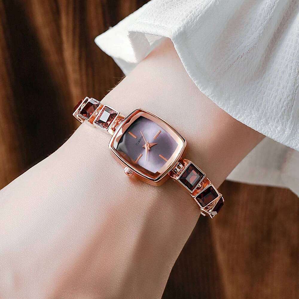 Luxury Rhinestone Women Quartz Elegant Square Dial Wrist For Ladies Clock Reloj Mujer H260228