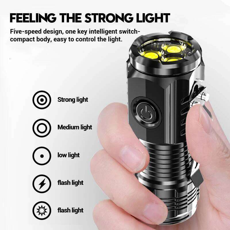 Pocket 3 LED Portable Flashlight Super Bright Torch Waterproof Mini Light with Cap Clip for Outdoor Hiking Camping Working Lamp Z260301