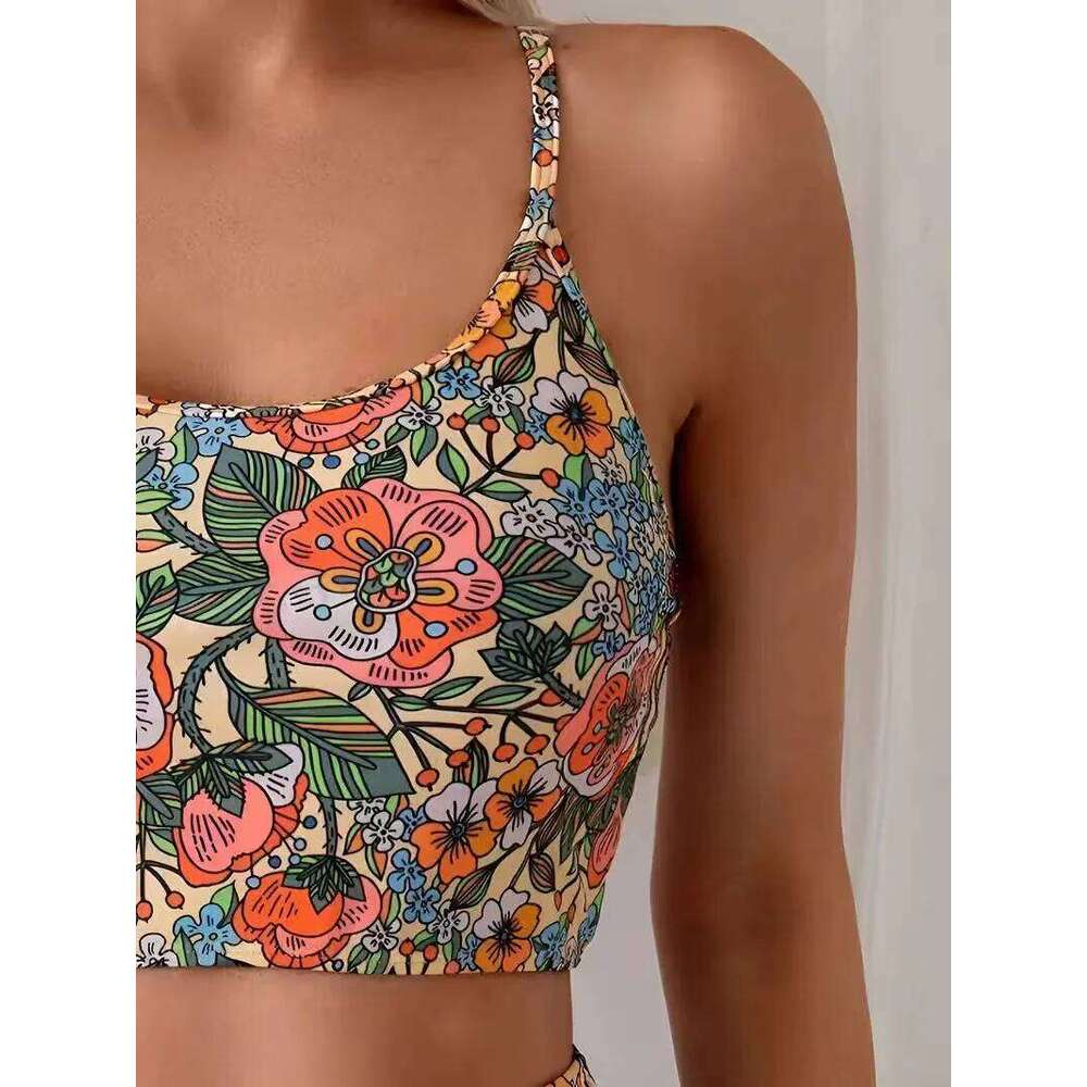 Print High Waisted Bikini Sexy Ruched Top & Cheeky Bottom Y2K Swimsuit 2026 Summer Floral Vintage Bathing Suit Beachwear Z260301