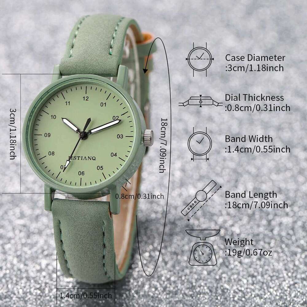 2PCS/Set Women's Fashion Arabic Dial Leather Band Quartz es Flower Set H260228