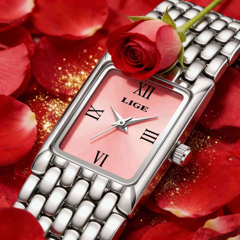 LIGE Top Brand Pink Women es Elegant Quartz Wrist Ladies Exquisite Valentines Gift+Box H260228