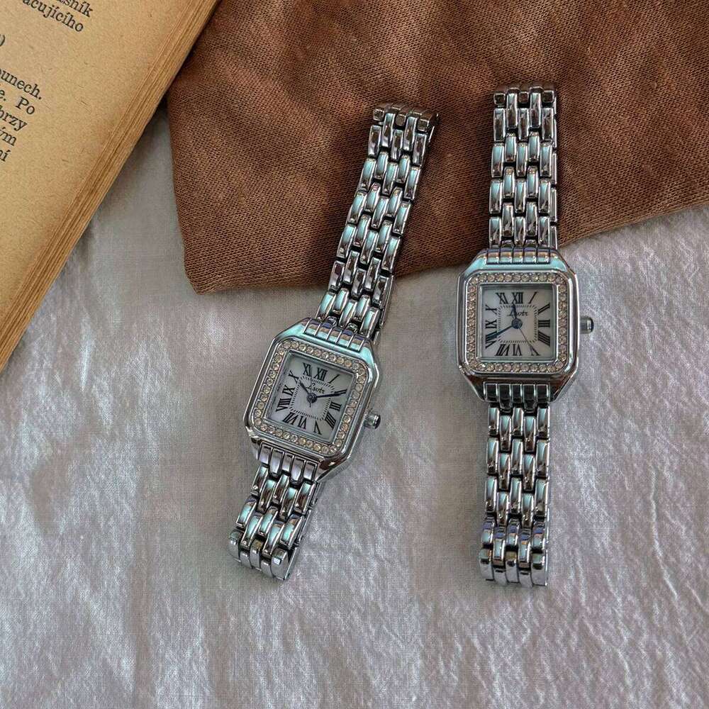 1pc New Arrival Gold-Tone Square Dial Women's Waterproof With Inlaid Rhinestone, Elegant & Simple Style, for women H260228