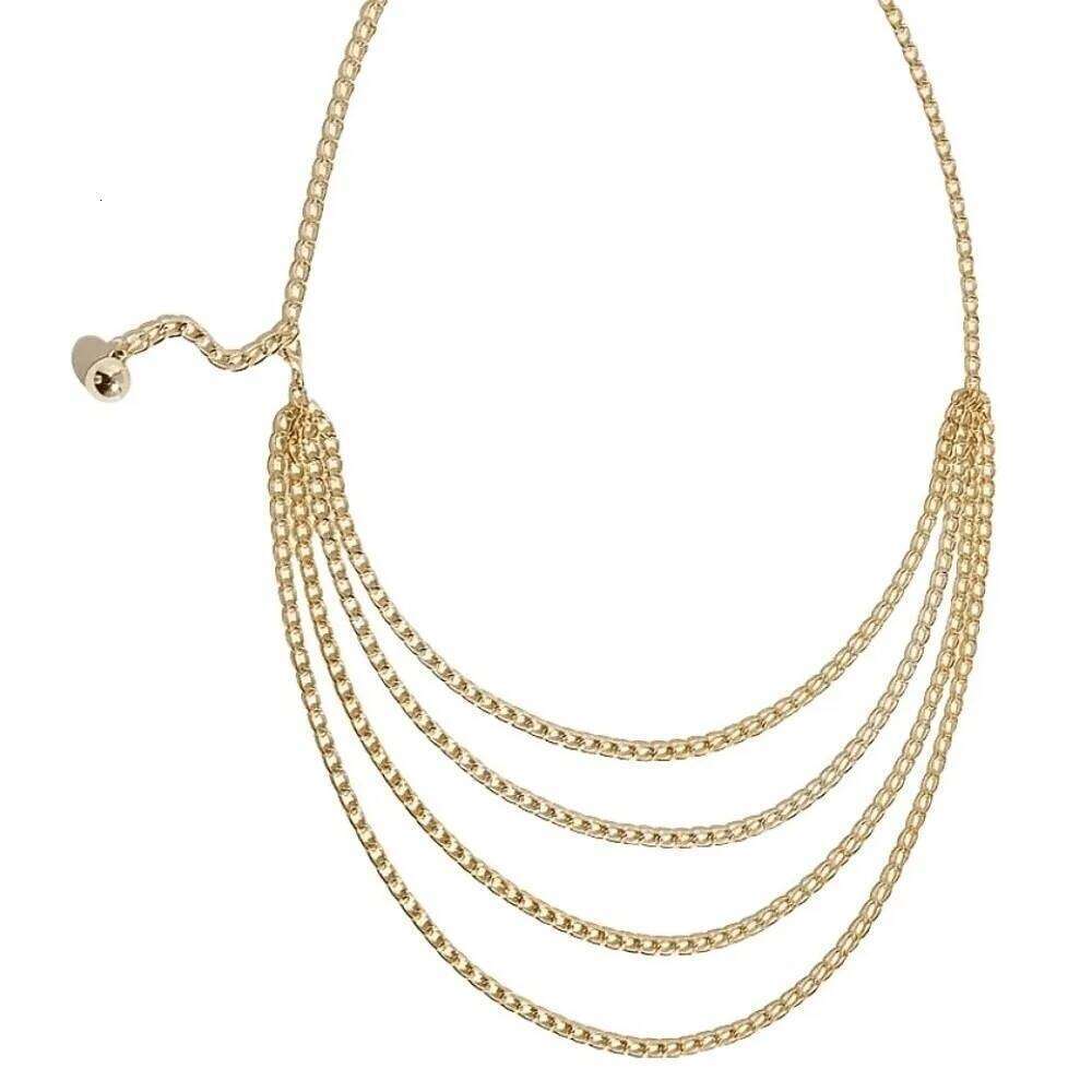 Trendy Vintage Women's Multi layer Punk Tassle Waist Chain Gold Silver Metal Dress Girdle for Women H260228