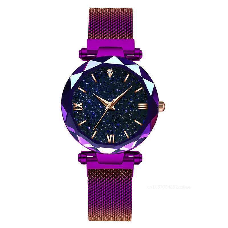 Starry Sky Women es Magnetic Mesh Belt Band Women's Fashion Dress Wrist Zegarek Damski Reloj Mujer H260228