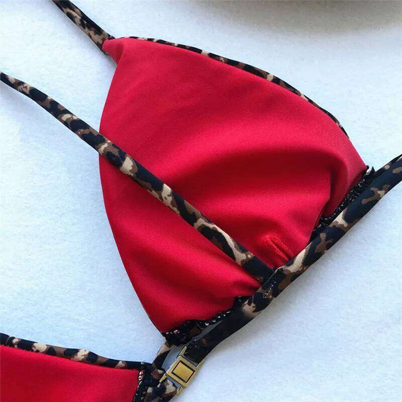 Women Summer Bikini Set Biquinis Sexy Animal Leopard Printed Bandage Padded Bra Swimsuit Bathing Suit Beach Swimwear Z260301