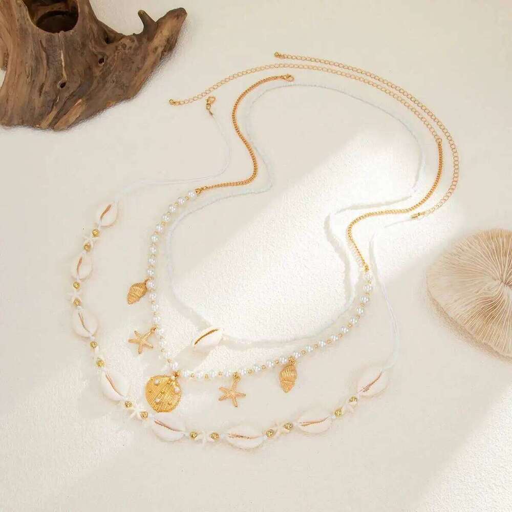 IngeSight.Z Fashion Boho Starfish Scallop Pendant Waist Chains Women Beach Sexy Bikini Imitation Pearl Body Chain Jewelry Gifts H260228