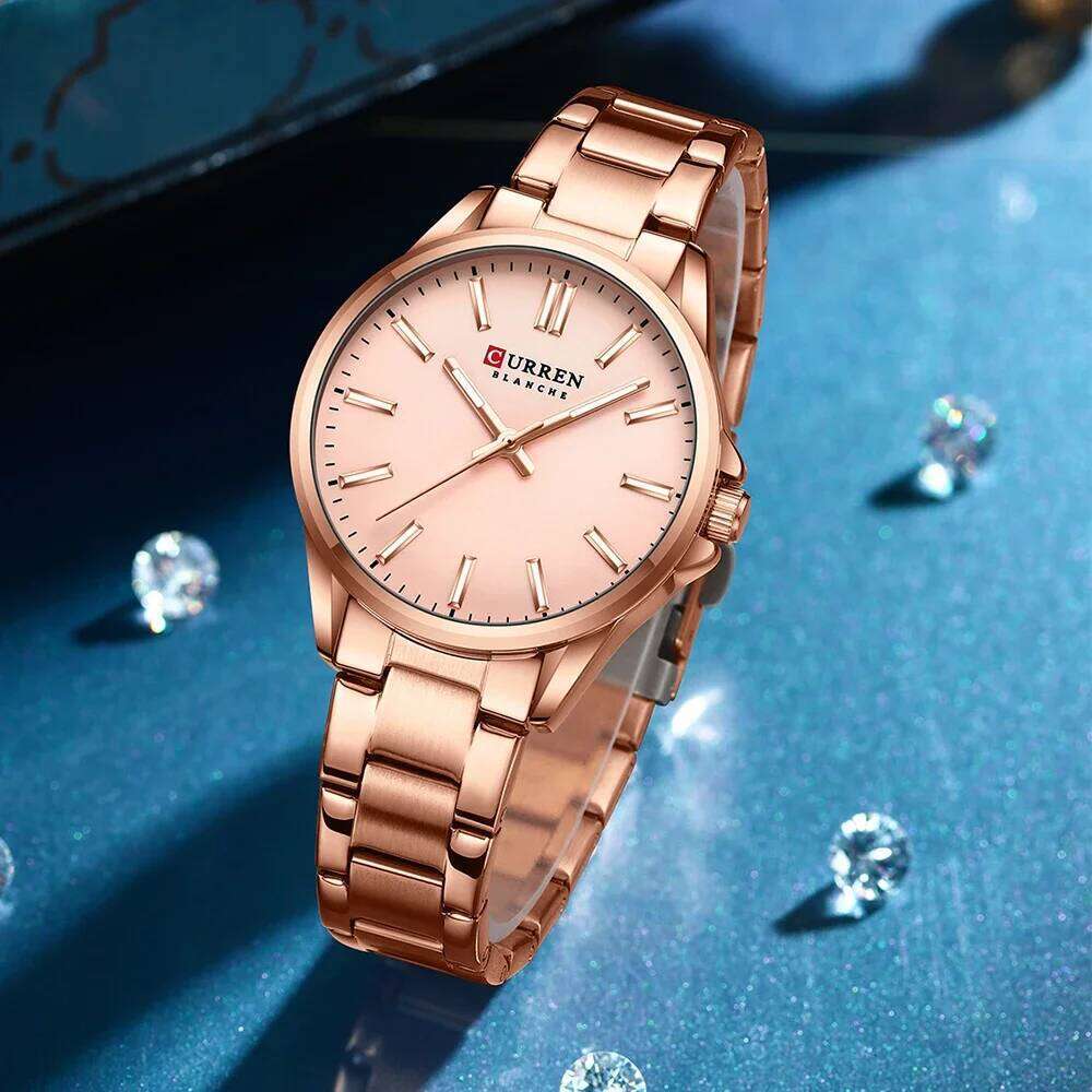 CURREN New Women Fashion Casual Stainless Steel es Simple Ladies Round Dial Quartz Wristes Clock Reloj Mujer H260228