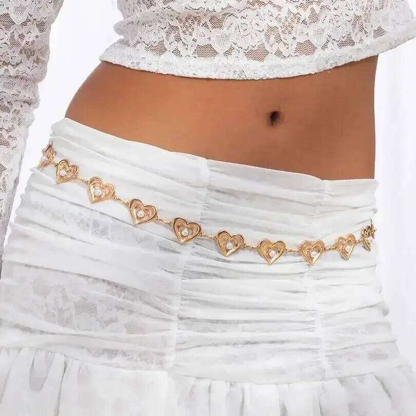 IngeSight.Z Luxury Hollowout Heart Adjustable Belly Waist Women Trendy Summer Metal Belt Body Chain Waistband Jewelry H260228
