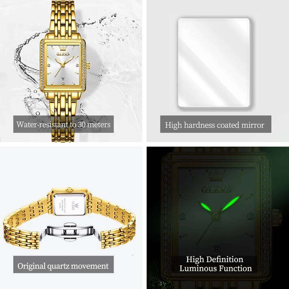 OLEVS 9995 Top Quartz Elegant Luxury Diamond Gift Women Automatic Date Waterproof Luminous Relojes Para Mujer H260228