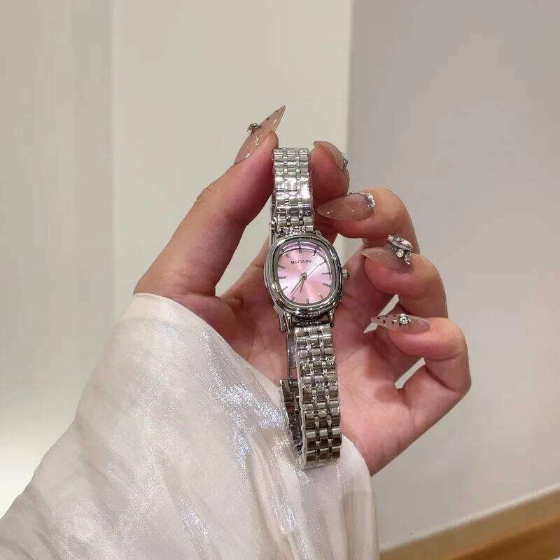 Dial Small Sugar Coated Steel Strip Student Fashion Korean Version Simple College Style Clock Relgio Feminino H260228