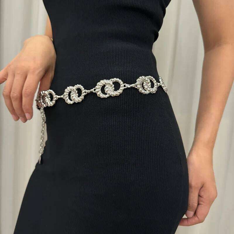 Fashion Gold Chain Belt Female Waist Adjustable Desinger Belts For Women High Quality Luxury Brand Punk Metal Dress Waistband H260228