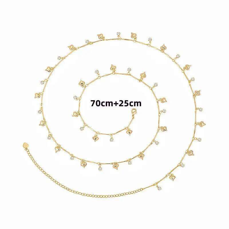 Versatile Peach Heart Sexy Ladies' Summer Beach Bikini Body Accessories Simple Zircon Tassel Waist Chain H260228
