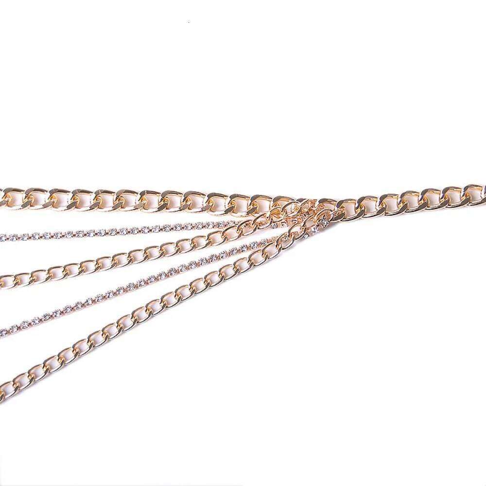 Summer New Girl Belt Fashion Casual Punk Metal Decoration Rhinestone Waist belly Chain H260228