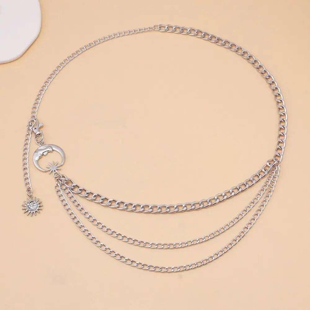 Fashion Vintage Punk Waist Metal Hip Hop Womans Chain Belt Gold Silver Dress Cummerbands H260228