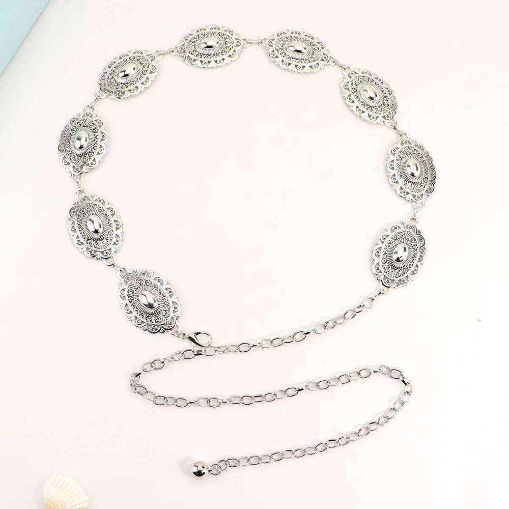 Vintage Engraved Metal Chain Versatile Elegant Women Dress Cincher Fashion Temperament Waist Accessories H260228