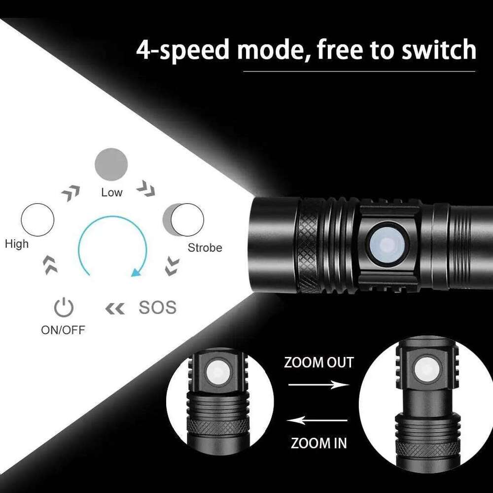 Pocketman LED Flashlights USB Rechargeable Bicycle Outdoor Waterproof Flashlight Zoom Torch Z260301