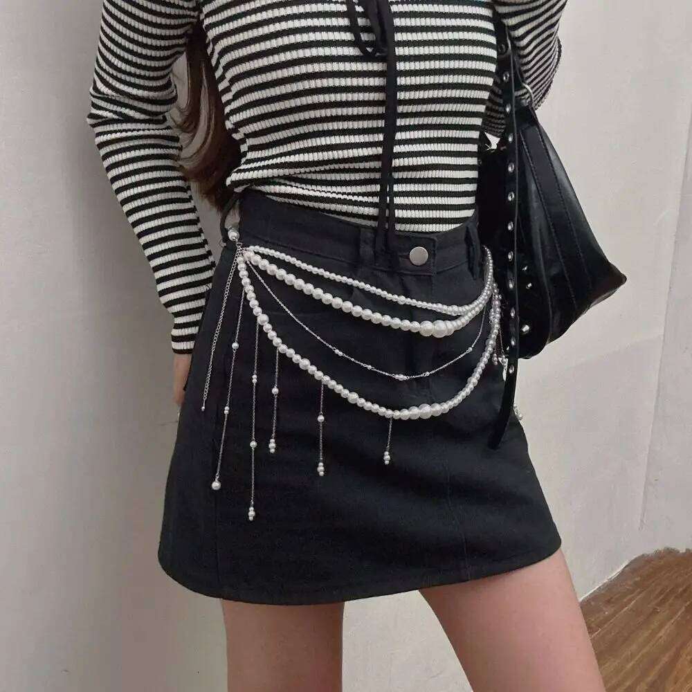 Retro Elegant Multilayer Pearl Waist Korean Style Belt Y2k Waistband All-match Tassel Sexy Body Chain Gift H260228