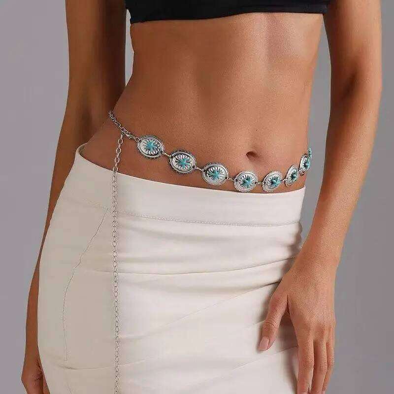 Fashion Retro Oval Craved Metal Waist Chain Women Bohemia Style Exquisite Belt For Skirts And jeans Body Jewelry Gifts H260228