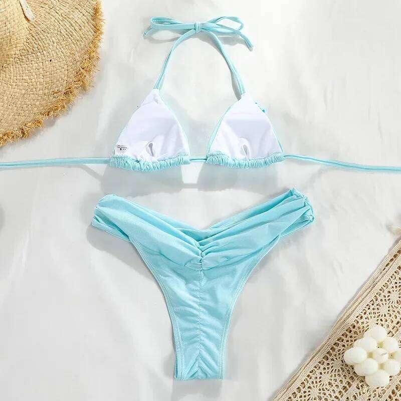 Bandage Bikinis Set Sexy Bikini Sets Solid Swimsuit Women Beachwear 2024 Summer Swimwear High Cut Bathing Suit Beach Biquinis Z260301