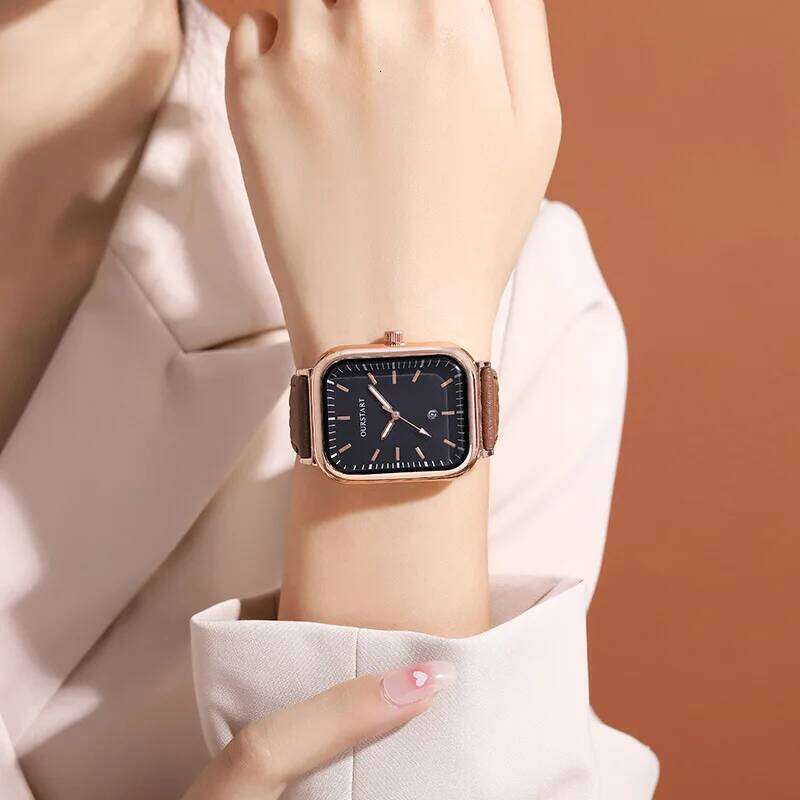 Square quartz diamond patterned belt, calendar , women's H260228