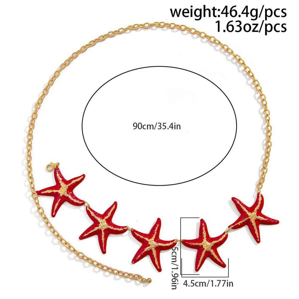 KunJoe Sexy Creative Beach Starfish Waist for Women Bohemian Star Belly Chain Summer Body Jewelry Bikini Dress Belt New H260228