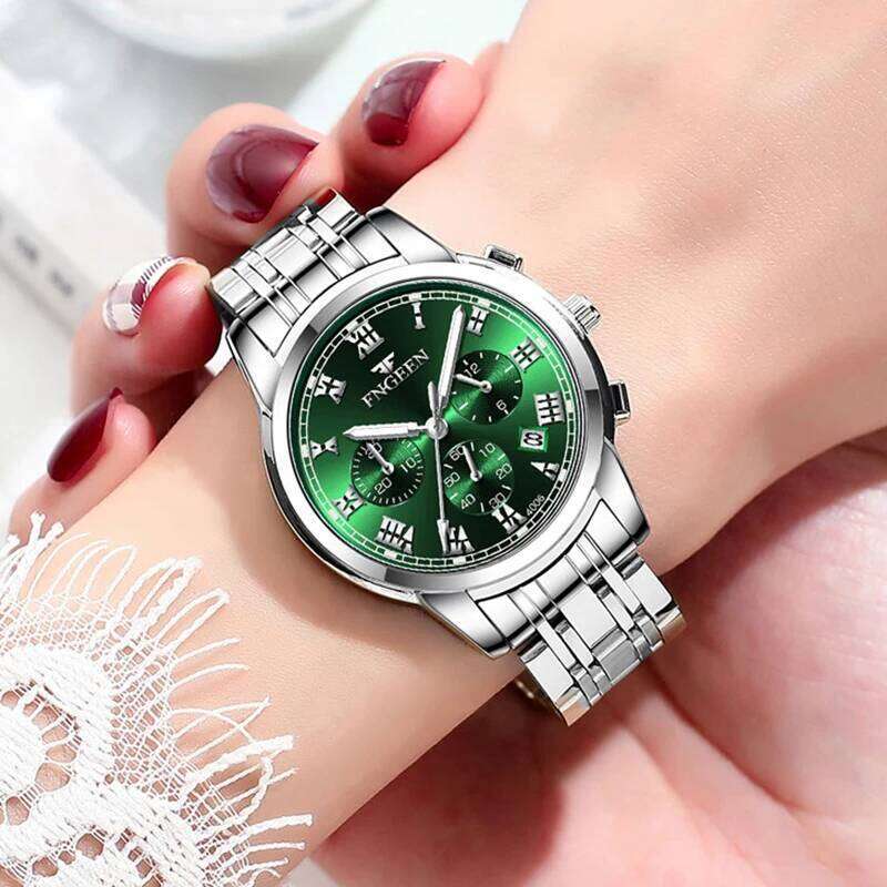 FNGEEN Quartz Women Elegant Stainless Steel Luminous Waterproof Date Wrist Ladies Dress Ms4006 H260228