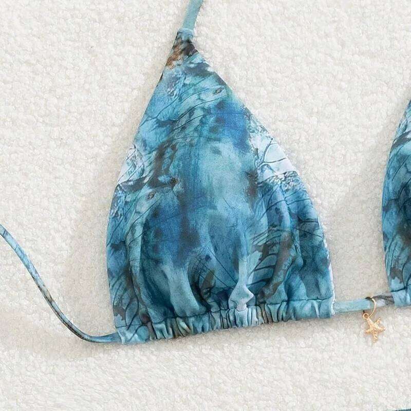 New Women's Retro Floral Print Apron Style Bikini Set 3 Piece High Waisted Tie Side Swimsuit Beach Vacation Swimsuit Biquine Z260301