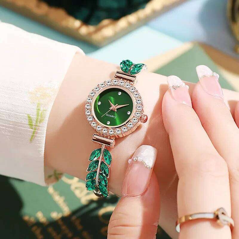Brand Diamond Women Green Ladies Wrist Rhinestone Womens es New Female Relogio Feminino H260228