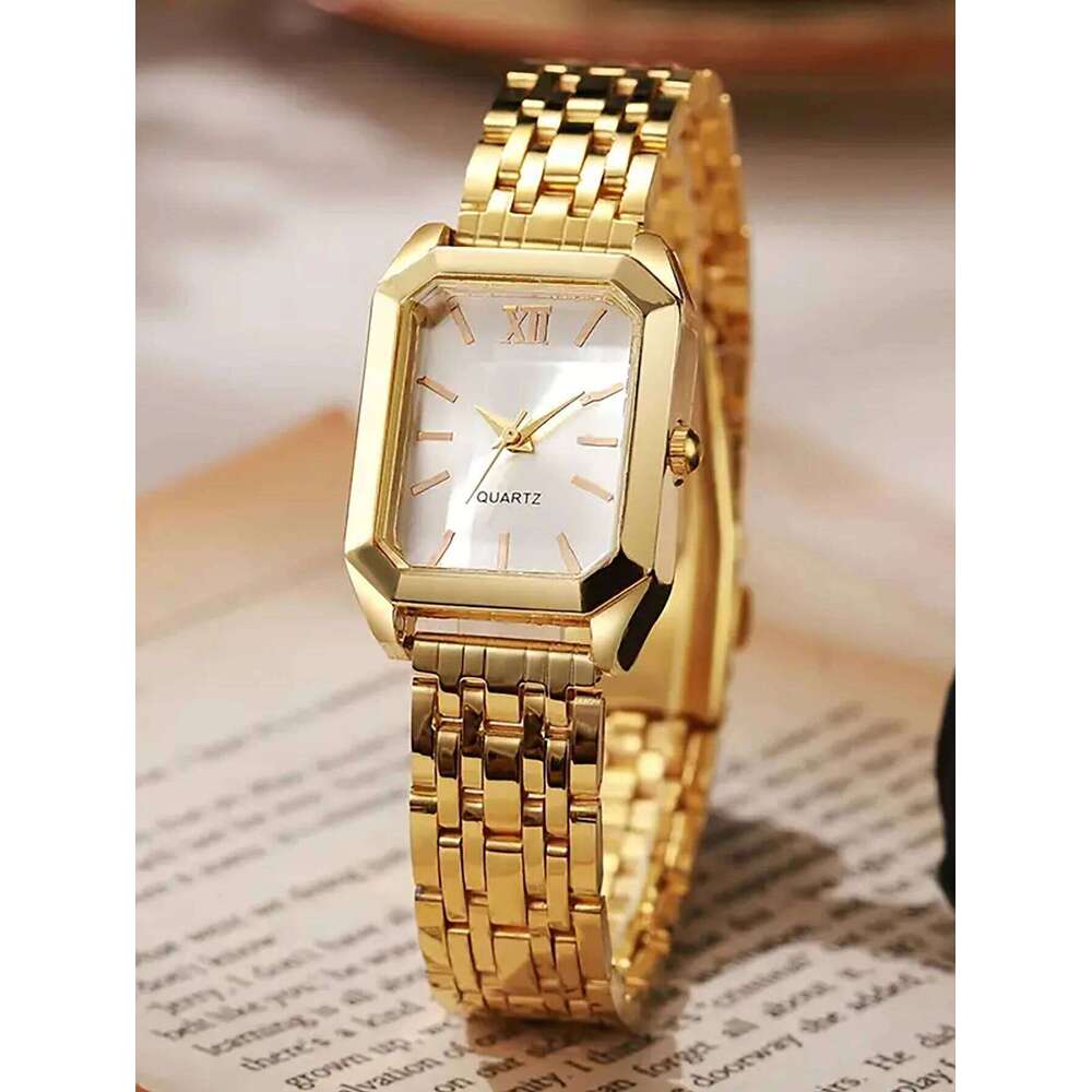 Ladies Quartz Set Square Steel Band Minimalist Design Birthday Gift Compact Jewelry Kit without Box H260228