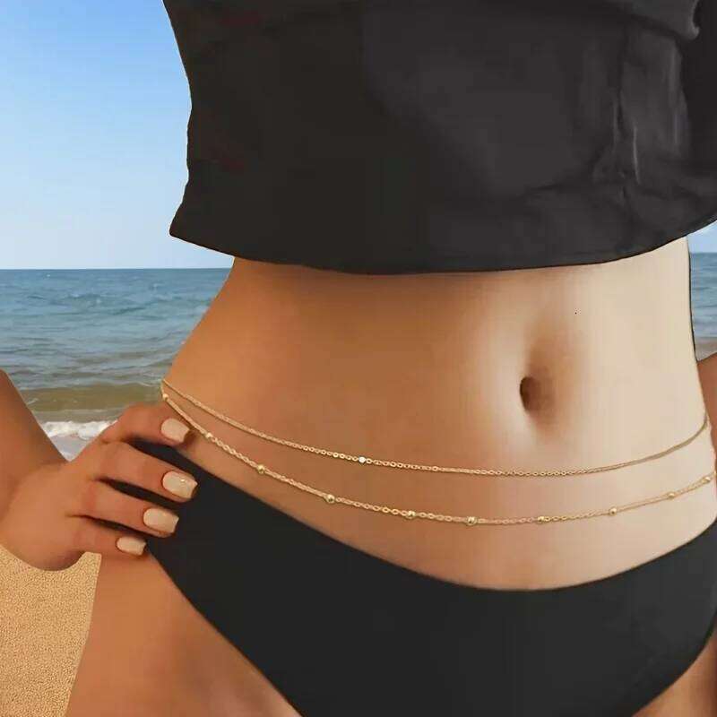 Fashion Double-layer Waist Women Sexy Golden/Silvery Beach Body Chain Jewelry H260228