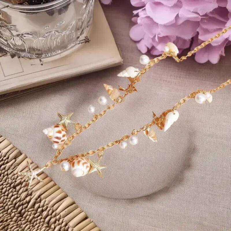 Bohemian Ethnic Style Starfish Conch Pearl Adjustable Chain Belt Fashion Beach Holiday Gift Accessories H260228