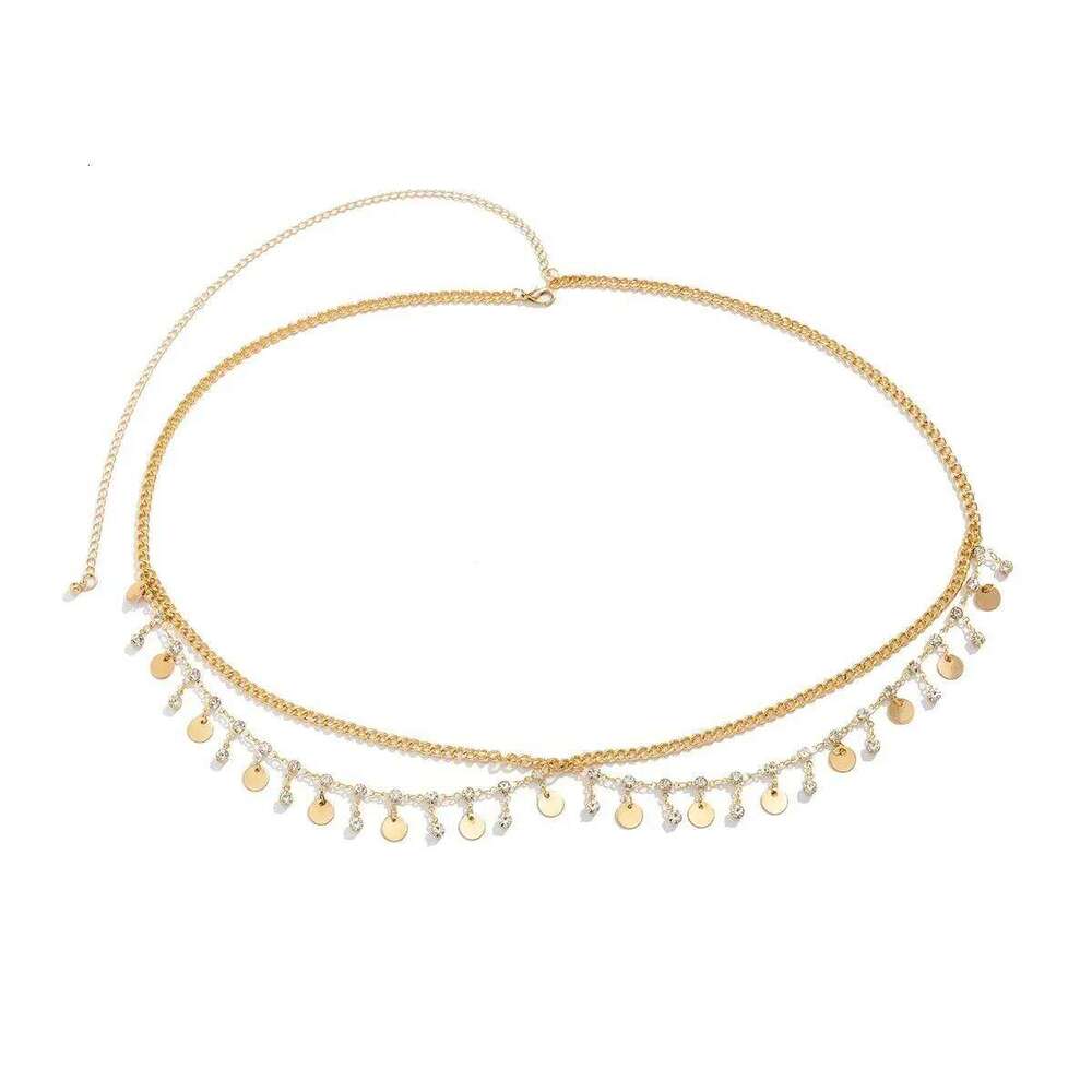 Aesthetic Shiny Rhinestone Sequins Multilayer Belly Waist Chain for Women Sexy Bikini Star Cross Belt Summer Beach Body Jewelry H260228