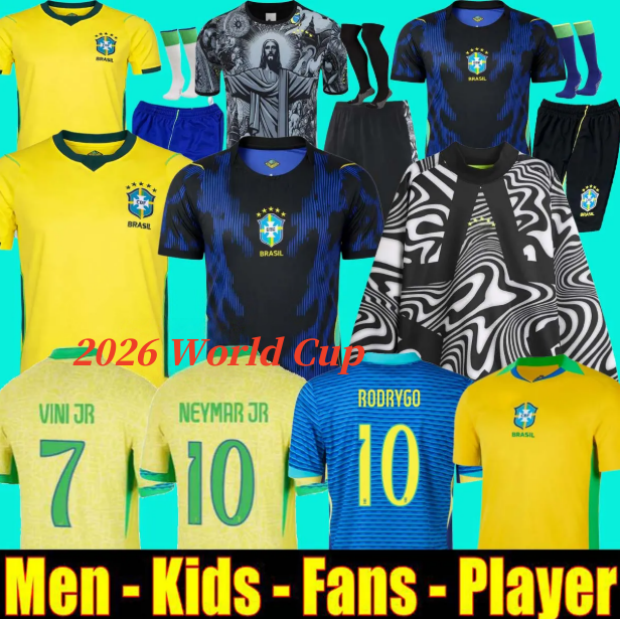 2025 2026 World Cup BRAZILS soccer jerseys Camiseta de futbol PAQUETA RAPHINHA 25 football shirt maillots VINI JR 2026 brasil RICHARLISON men kids NEYMAR JR