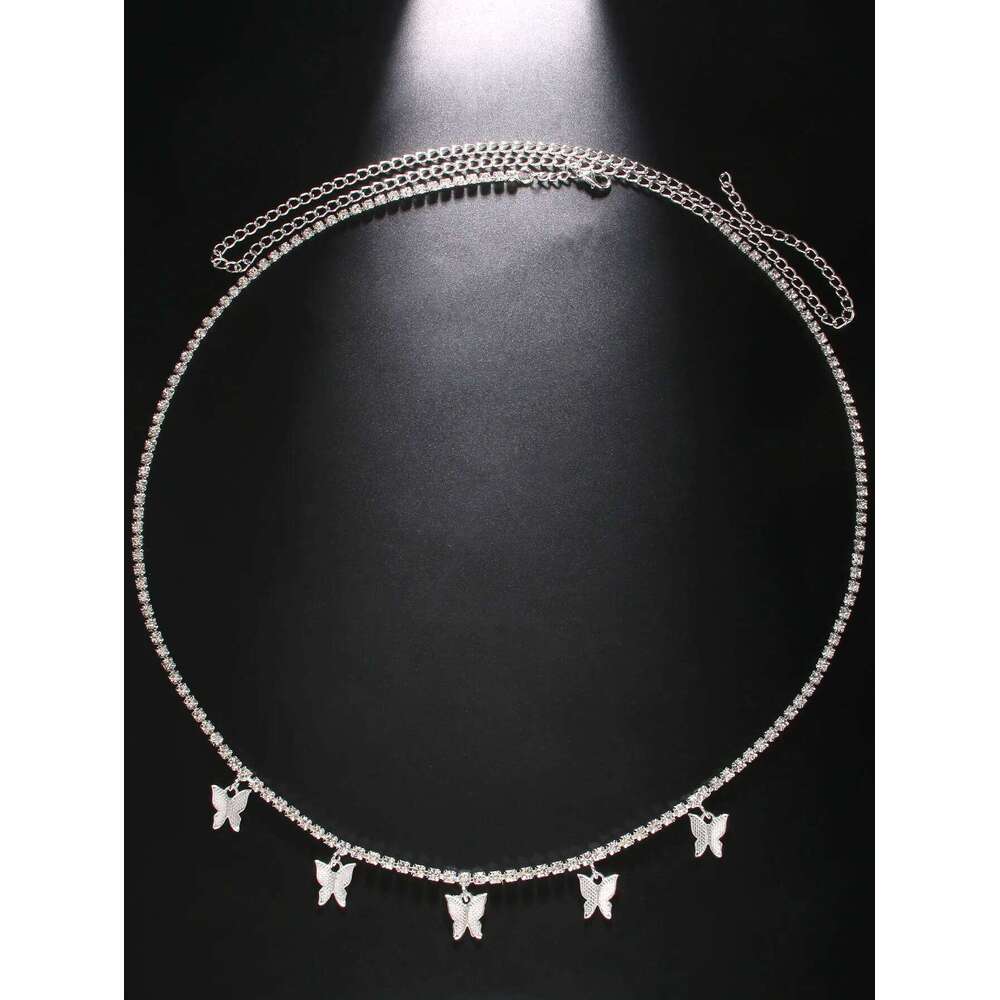 Butterfly for Women, Metallic Punk Style Delicate Rhinestone Waist Chain/Body Chain H260228