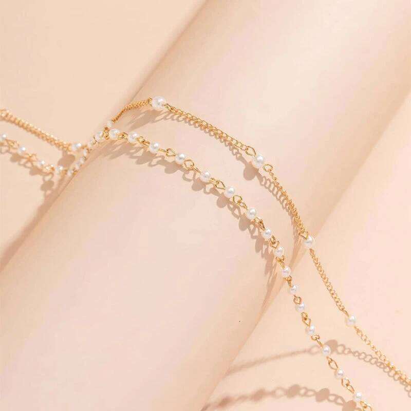Fashionable Double Layer Imitation Pearl Waist for Women Minimalist Sexy Sequin Link Belly Chain Beach Jewelry H260228