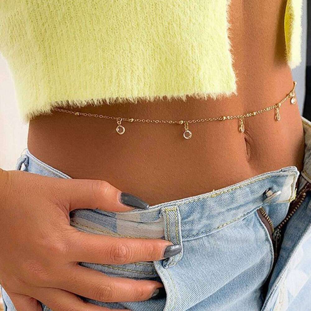 Simple Boho Beach Belt Sexy Fashion Women Rhinestone Belly Body Jewelry Bikini Summer Waist Chain Accessories H260228