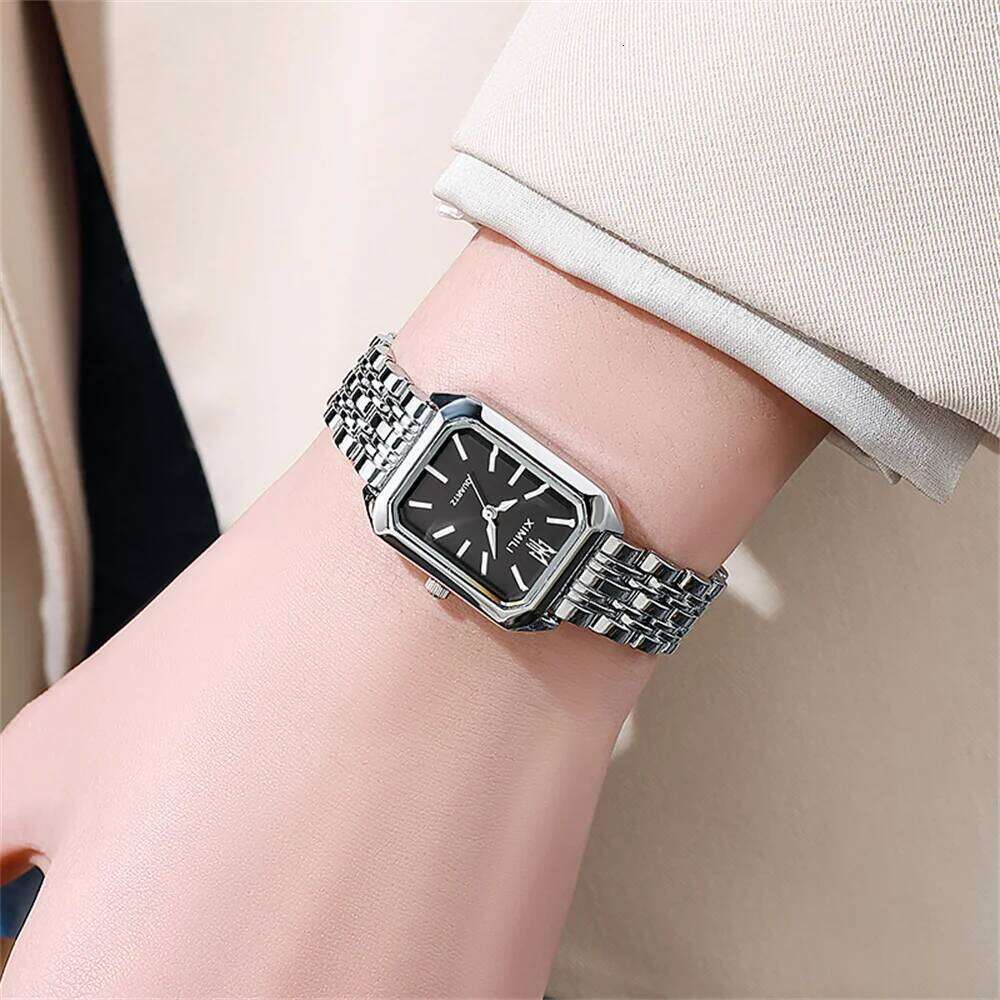 Luxury 2025 New Ladies Quartz Fashion Simple Square Gold Women's Stainless Steel Clock Commercial Wristes Gifts H260228