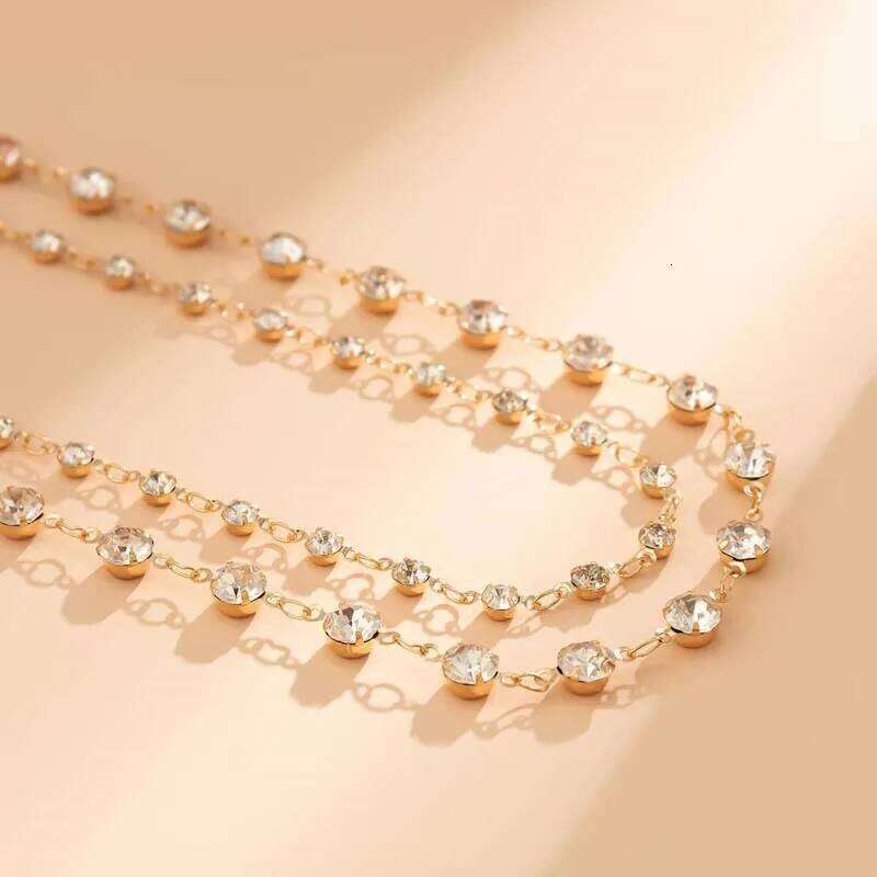 Sexy Rhinestone Double Layered Waist for Women New Trendy Metal Zircon Geometric Personality Belly Chain Body Jewelry H260228