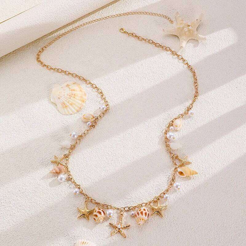 2025 Bohemian Sea Star Conch Waist Women Summer Beach Party Shell Imitation Pearl Body Chain Holiday Accessories H260228