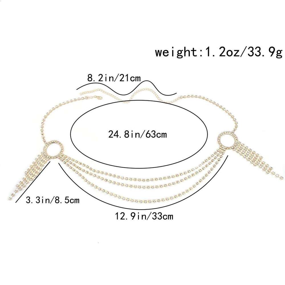 1pc Sparkling Tassel Waist Female Sexy Water Diamond Body Chain Nightclub Hot Girl Beach Bikini Accessories H260228
