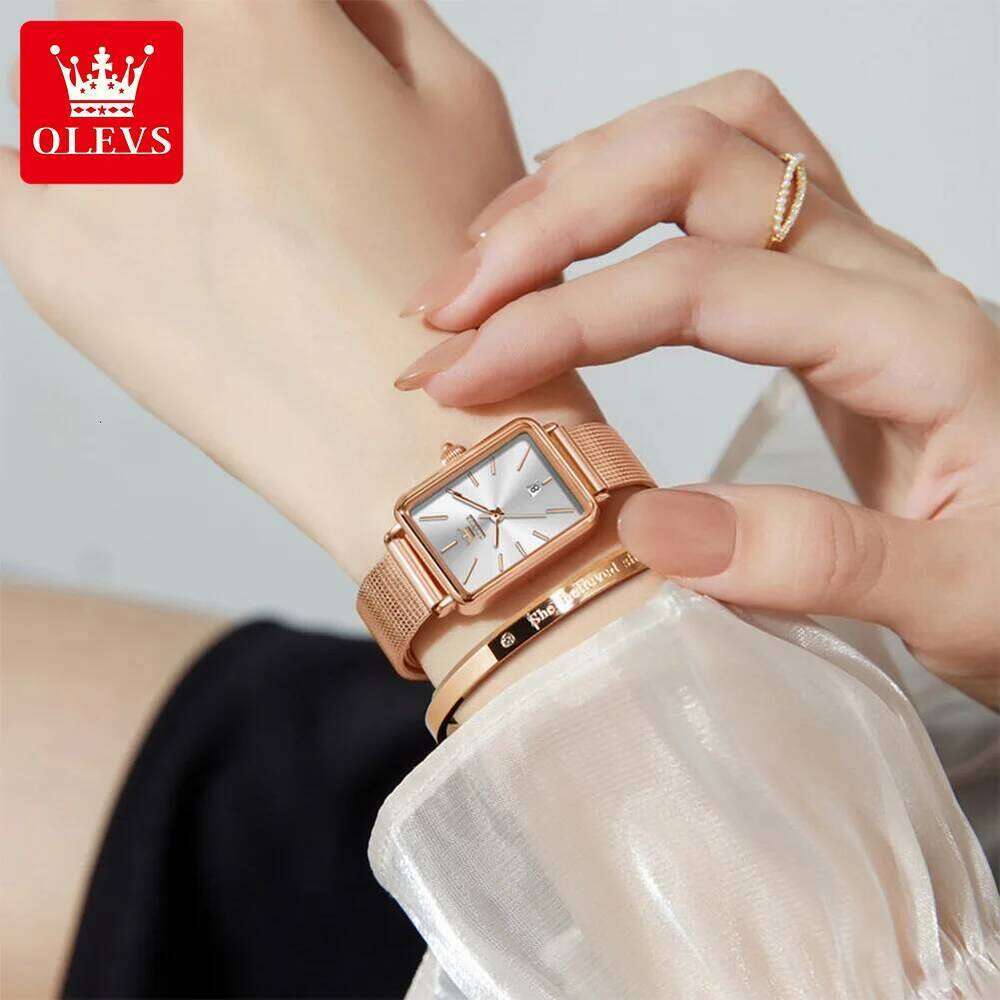OLEVS 3692 Original Quartz With Gift Box for Woman Ultra Thin Fashion Simple Square Auto Date Waterprorof Ladies New H260228