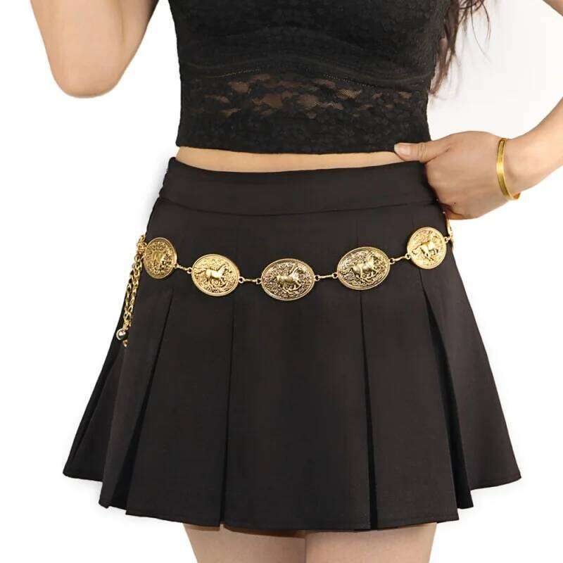 Western Cowboy Cowgirl Horse Waist Boho Chain Belts Adjustable Body Jewelry Dress Girdle For Women daily Party H260228